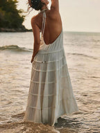 Strappy Low-Rise Maxi Dress with Halter Neckline