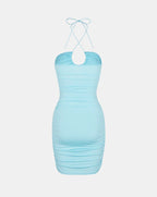 Ruched Bodycon Dress with Halter Neckline