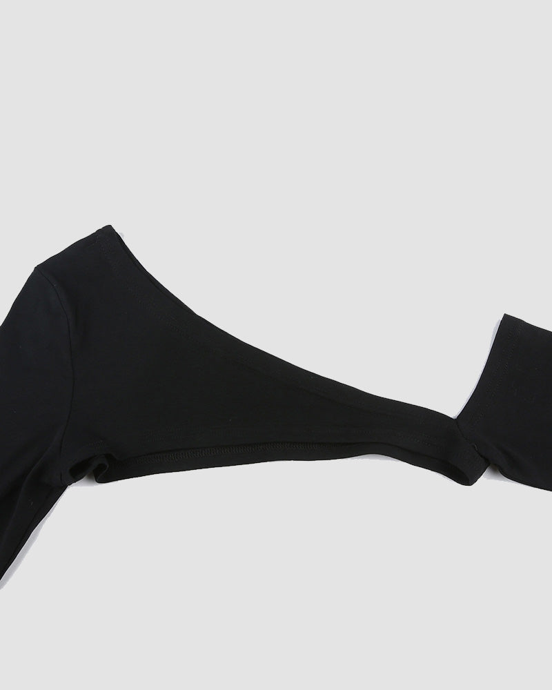 Asymmetric Stretch-Blend Cropped Top with Cotton Fabric
