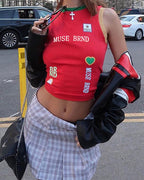 Sporty Polyester Tank Top with Lettering
