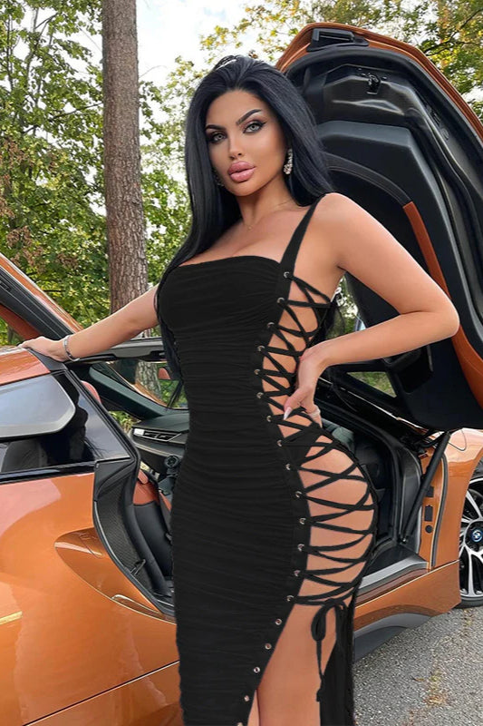 Slim-Fit Cutout Lace-Up Dress