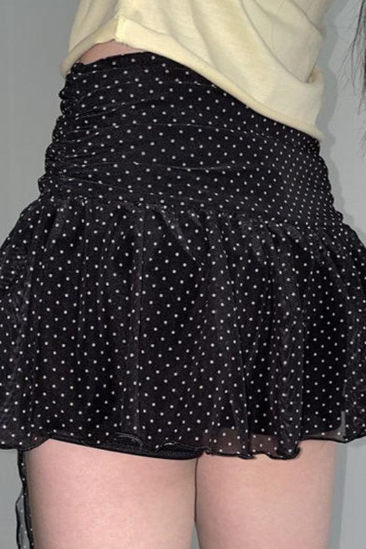 Polka-Dot Mini Skirt with Vintage Styling