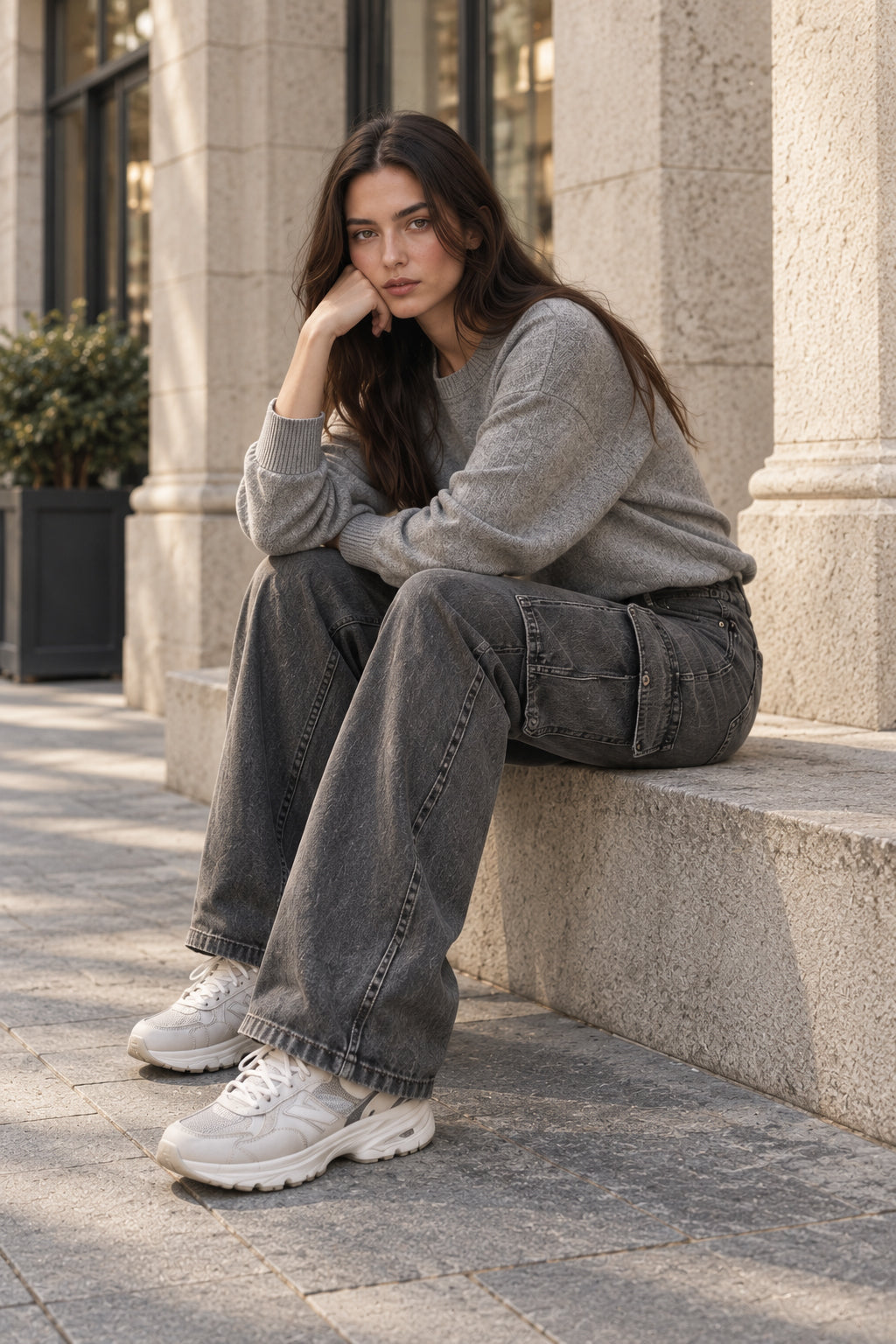 Straight High Waist Vintage Cargo Trousers