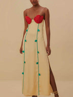 Contrast-Detail Midi Dress with Panel Details