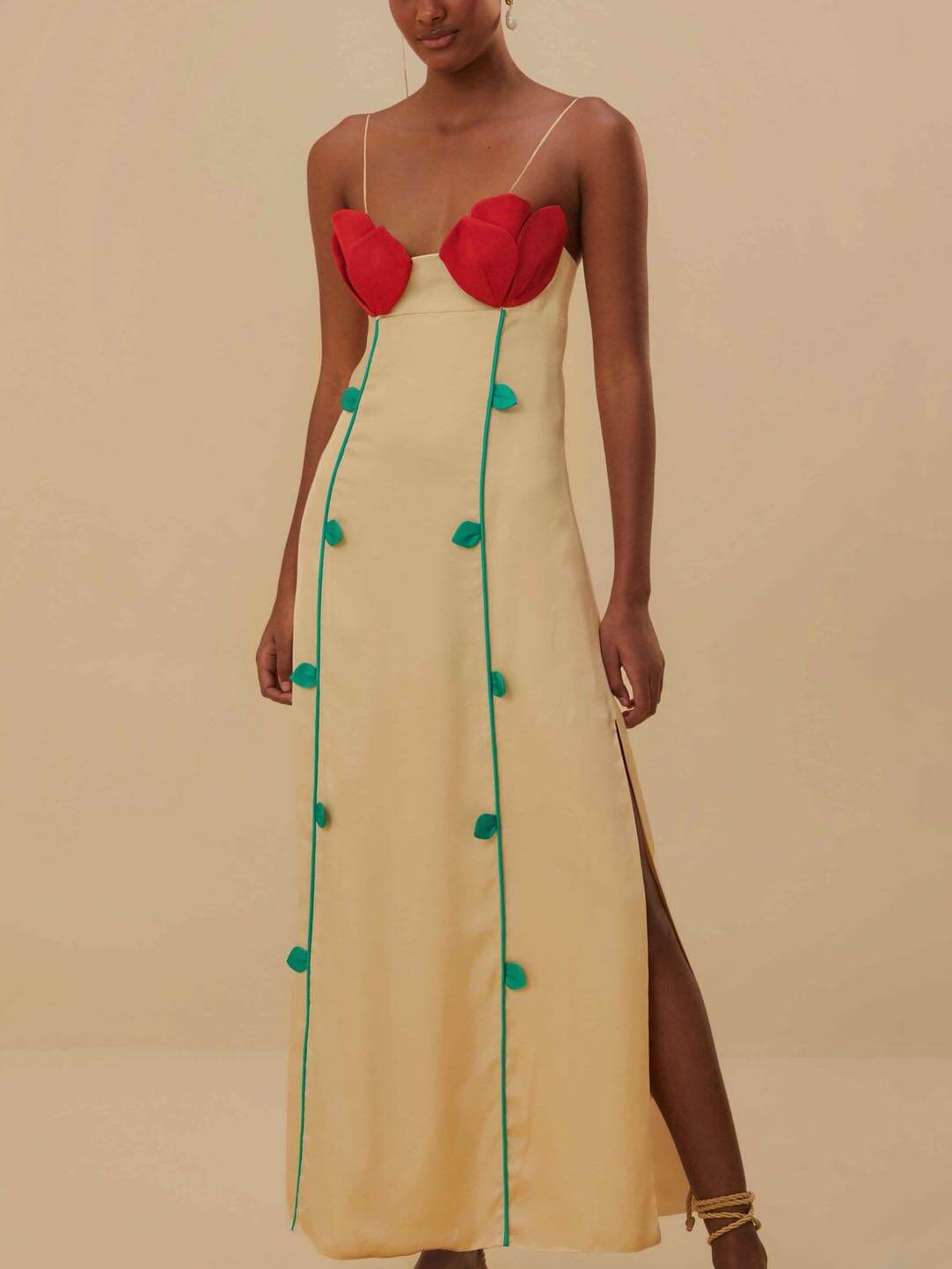Contrast-Detail Midi Dress with Panel Details
