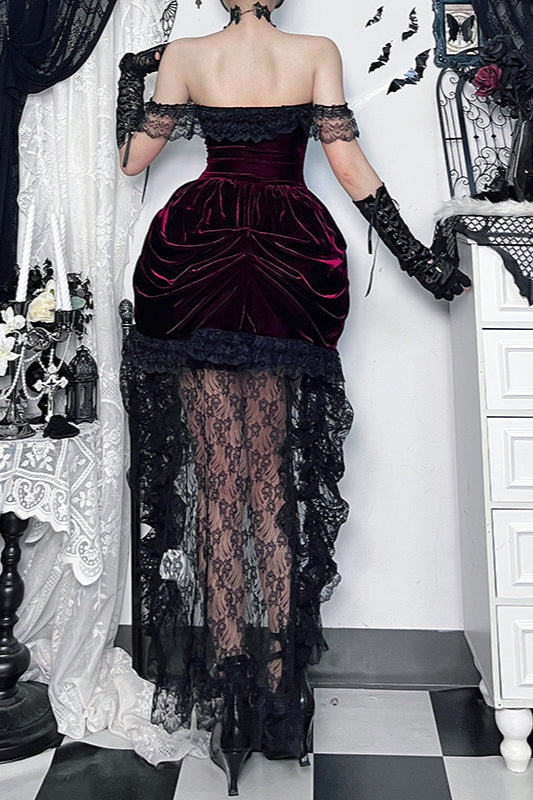 Layered Polyester Dress with Gothic Styling