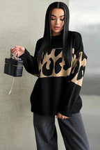 Vintage-Inspired Leopard-Print Knit Sweater