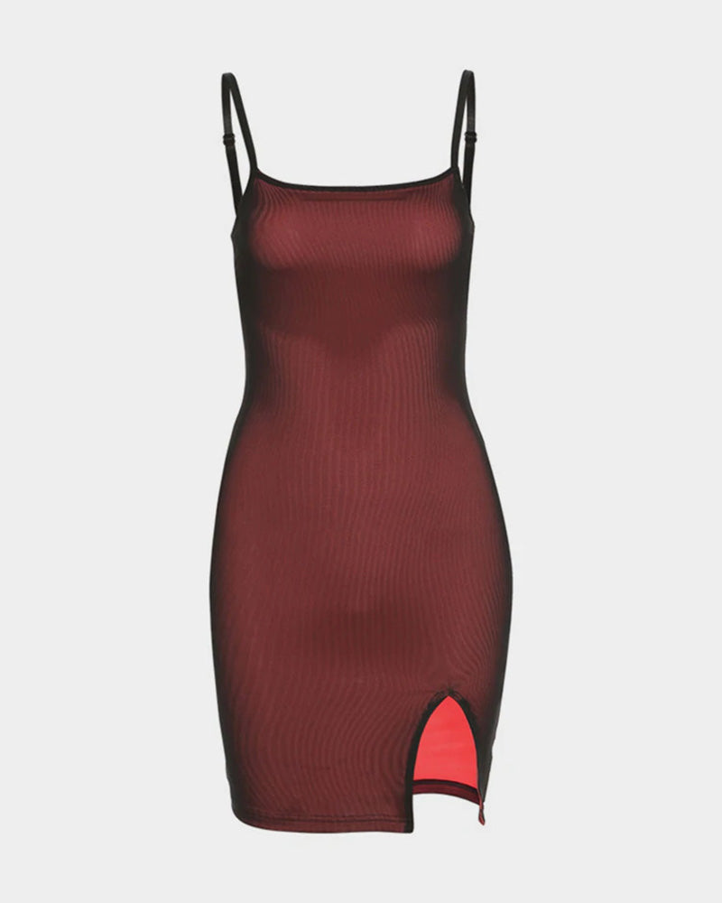 Polyester Bodycon Side-Slit Dress
