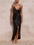 Halter Midi Dress with Strap Details
