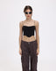 Lettuce-Edge Stretch-Blend Cropped Top with Polyester Fabric