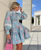 Floral A-Line Midi Dress with Panel Details