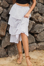 Polka-Dot High-Rise Skirt with Layered Details