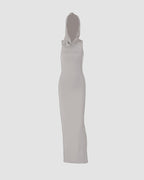 Hooded Stretch-Blend Maxi Dress with Polyester Fabric