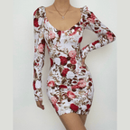 Floral Square-Neck Mini Dress