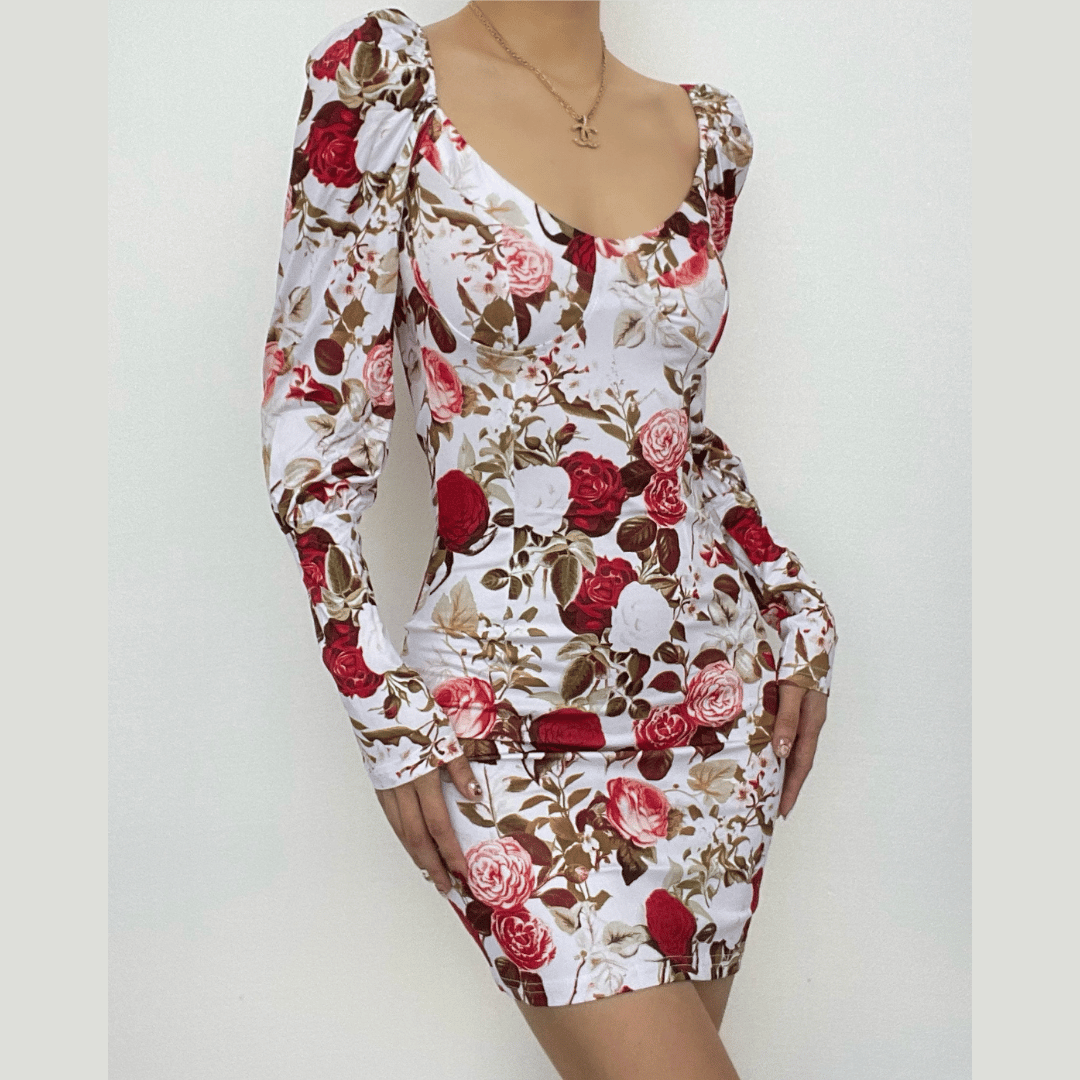 Floral Square-Neck Mini Dress