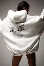 Oversized Polyester Hoodie with Print Details