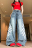 Distressed Straight-Leg Jeans with Print Details
