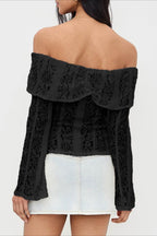 Off-Shoulder Bodycon T-Shirt with Lace Panels