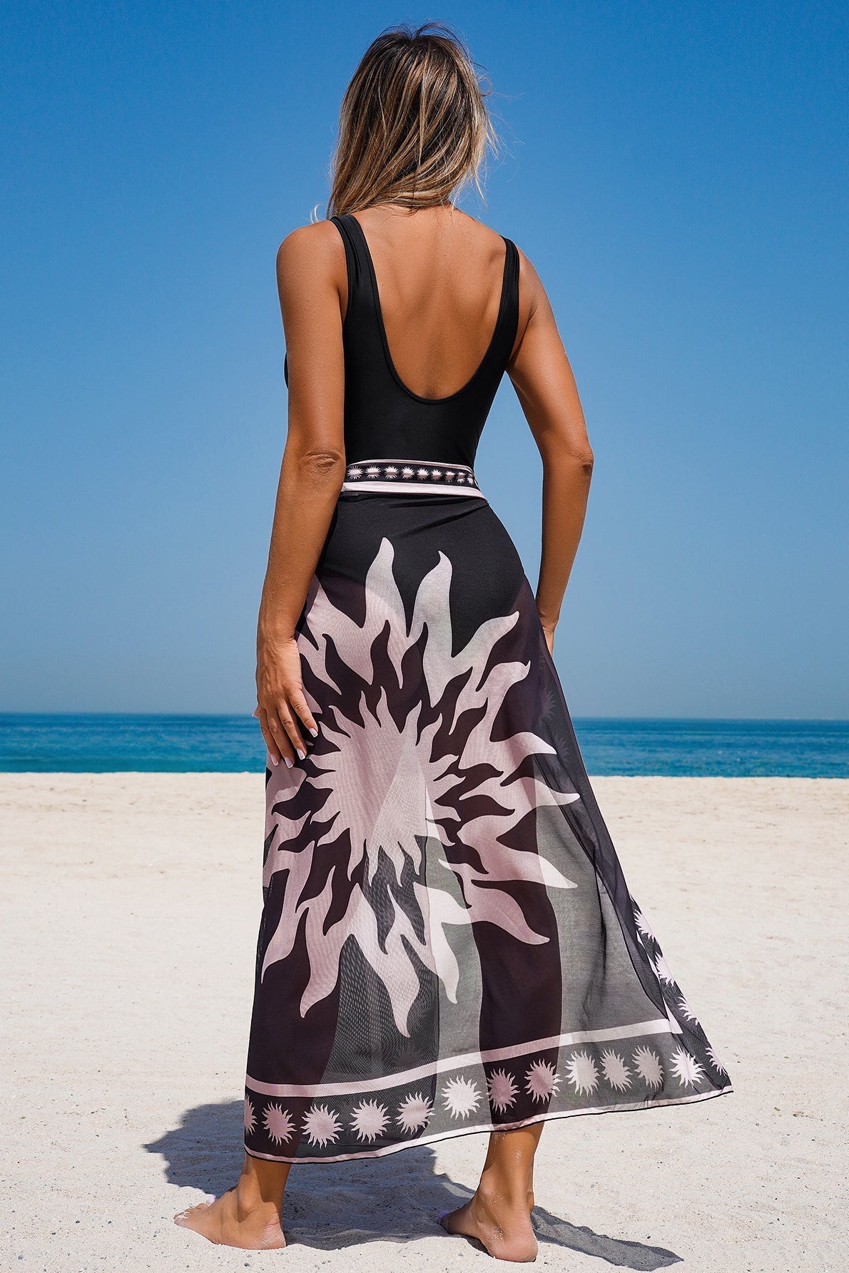 Wrap-Style Floral Three-Piece Swim Set with Print Details