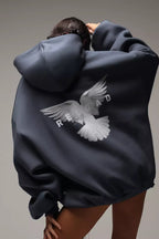 Oversized Polyester Hoodie with Print Details