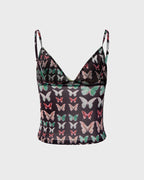 Wing-Graphic Lace Cami Top with Butterfly Details