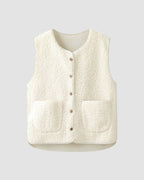Pocket-Detail Cotton Vest with Long Sleeves