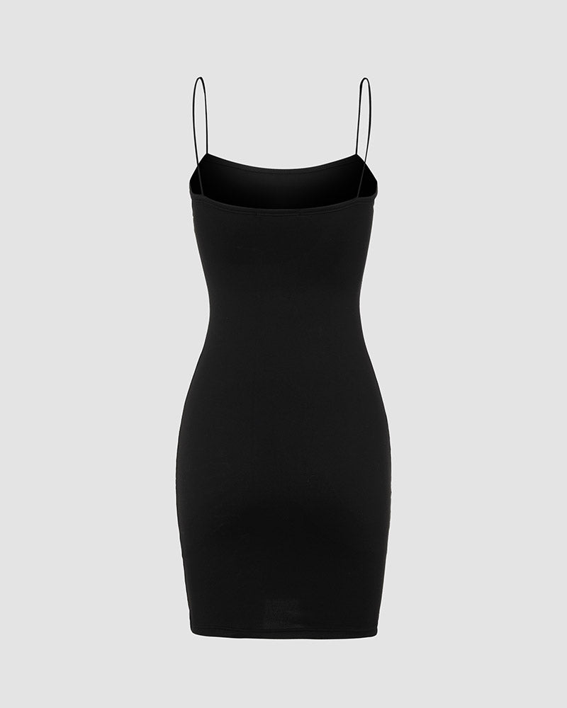 Polyester Bodycon Mini Dress with Stretch-Blend Fabric