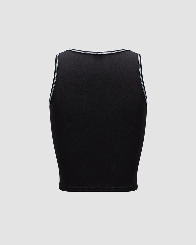 Printed Polyester Tank Top with Abstract Print