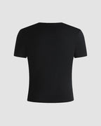 Star-Detail Stretch-Blend Cropped T-Shirt with Cotton Fabric