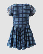 Plaid Stretch-Blend Midi Dress with Polyester Fabric