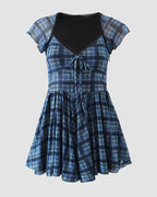 Plaid Stretch-Blend Midi Dress with Polyester Fabric