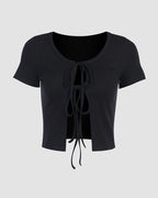 Slit-Detail Stretch-Blend Cami Top with Polyester Fabric