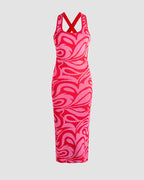 Strawberry-Print Cross-Detail Cotton Dress