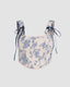 Blue Cotton Corset Top with Floral Details