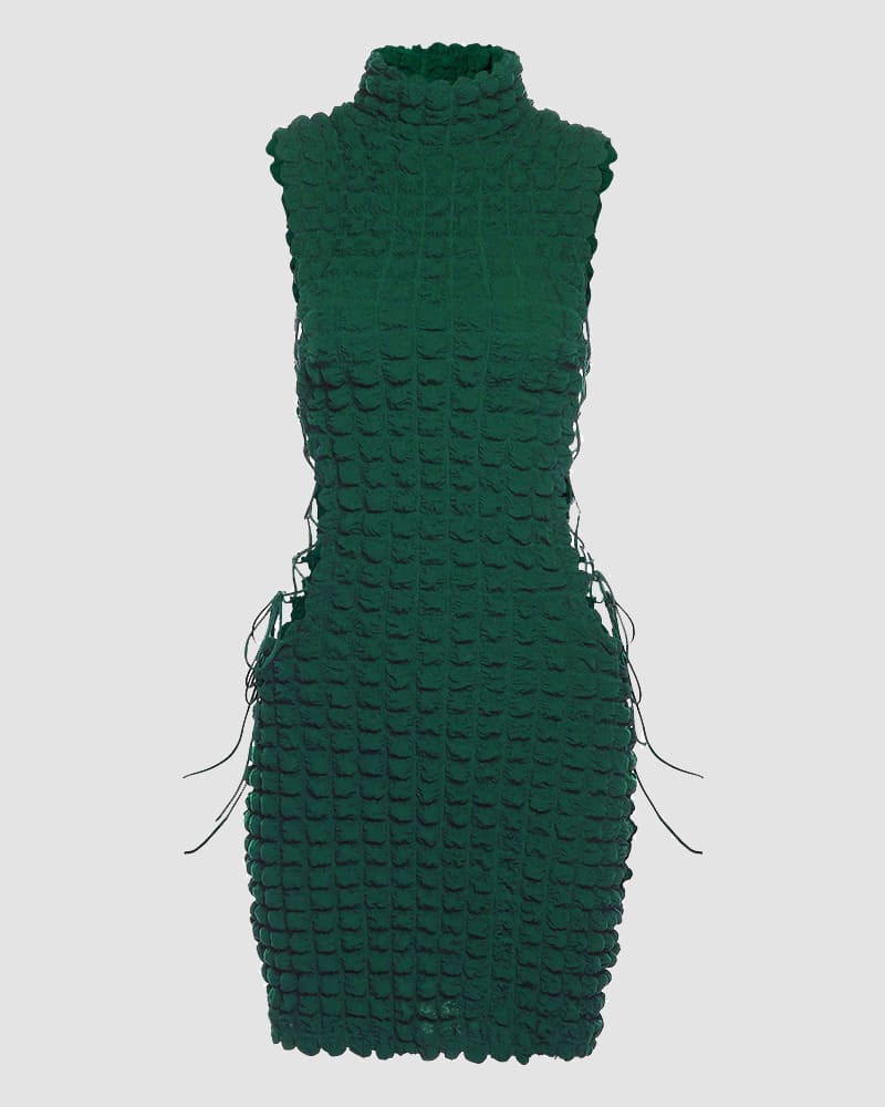 Polyester Stretch-Blend Midi Dress with Strap Details
