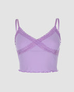 Cotton Cami Cropped Top with Stretch-Blend Fabric