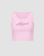 Cotton Polyester Cropped Tank Top with Sleeveless Cut