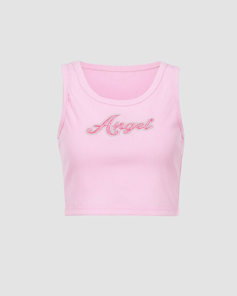 Cotton Polyester Cropped Tank Top with Sleeveless Cut