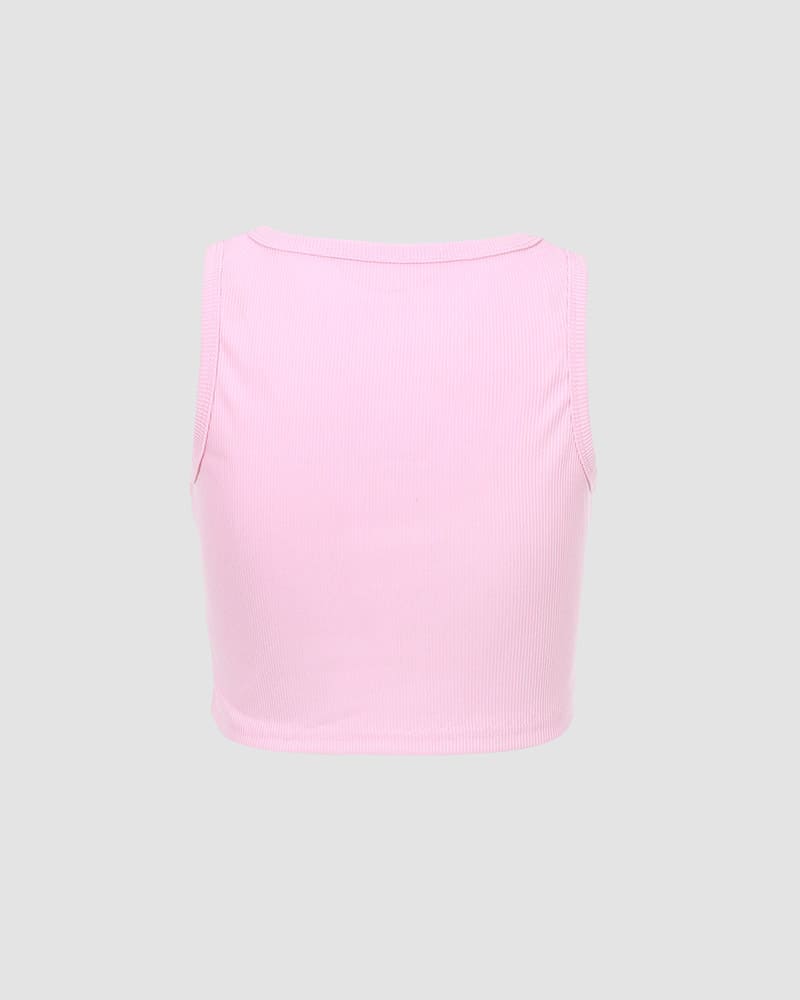 Cotton Polyester Cropped Tank Top with Sleeveless Cut