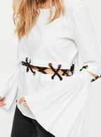 Panelled Flared T-Shirt with Cutout Details