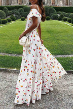 Off-Shoulder Floral Dress with Strapless Neckline