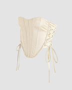 Satin Stretch-Blend Cropped Corset Top with Cotton Fabric