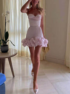 Draped Mini Dress with Ruffle Details