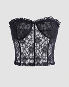 Corset-Style Polyester Top with Lace Detailing