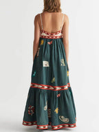 Printed Midi Dress with Sleeveless Cut