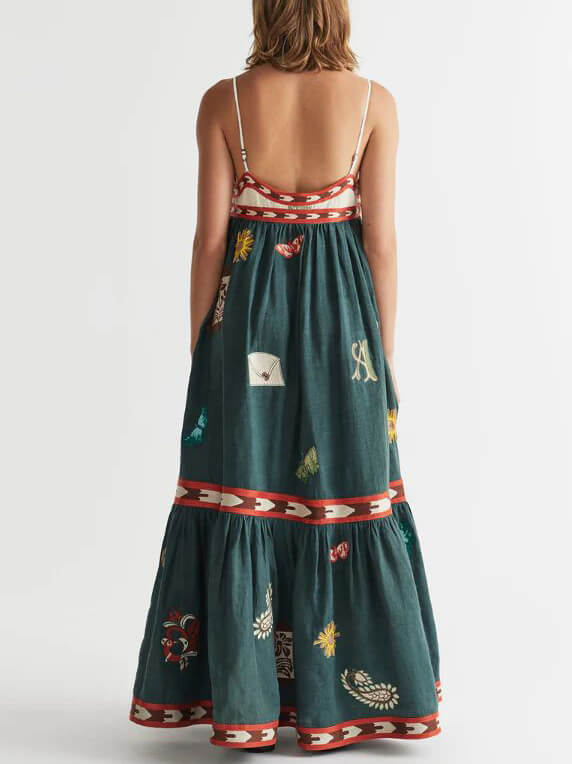 Printed Midi Dress with Sleeveless Cut