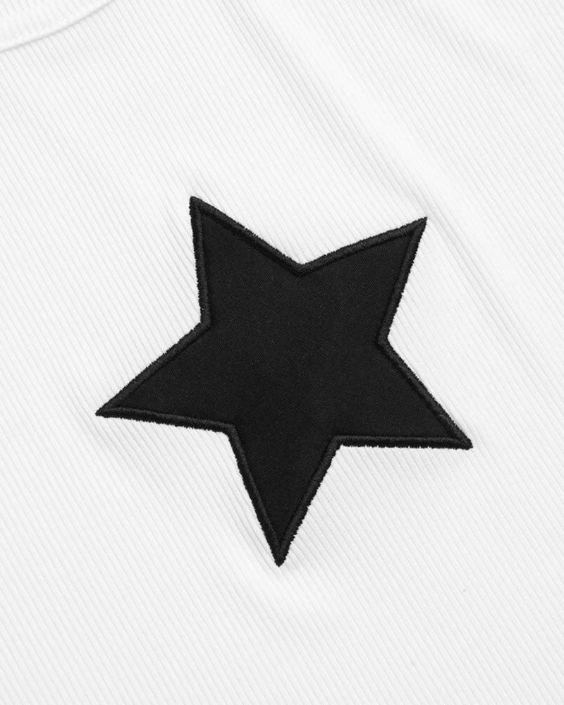 Star-Detail Stretch-Blend Cropped Tank Top with Polyester Fabric