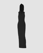 Hooded Stretch-Blend Maxi Dress with Polyester Fabric