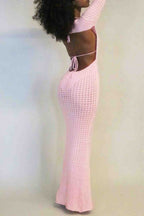 Knit Open-Back Midi Dress with Cutout Details