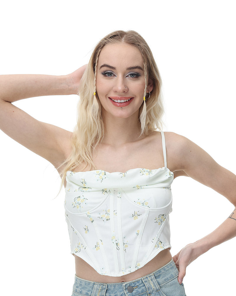Floral Cotton Corset-Style Top